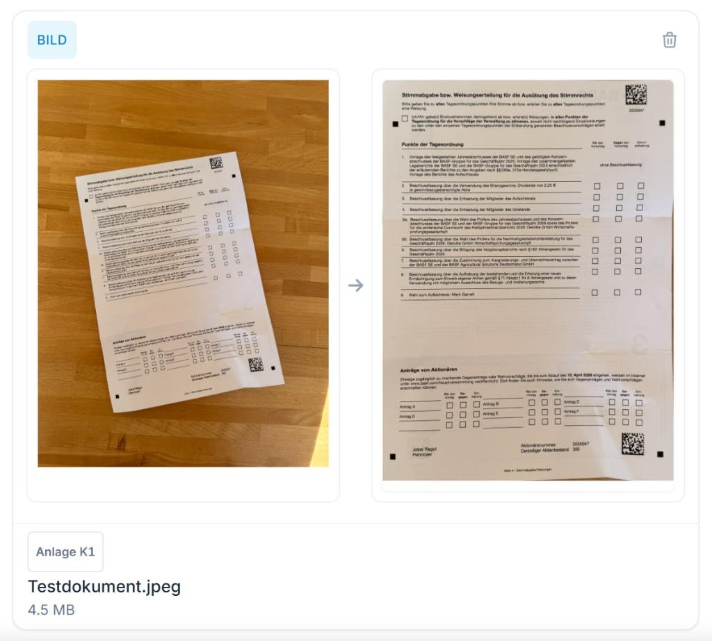 Von Foto zu sauberem Dokument in LexLogik (HEIC, JPEG und andere Bilder)